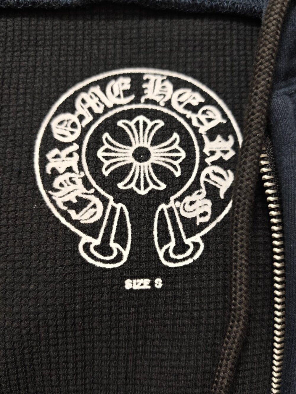 Chrome Hearts Black Full-Zip Hooded Sweatshirt with White Crest - Picture 5 of 10